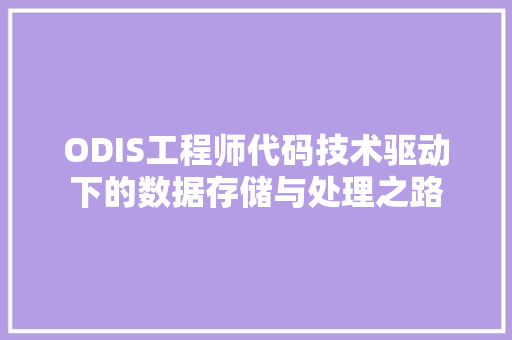 ODIS工程师代码技术驱动下的数据存储与处理之路