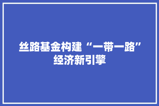 丝路基金构建“一带一路”经济新引擎