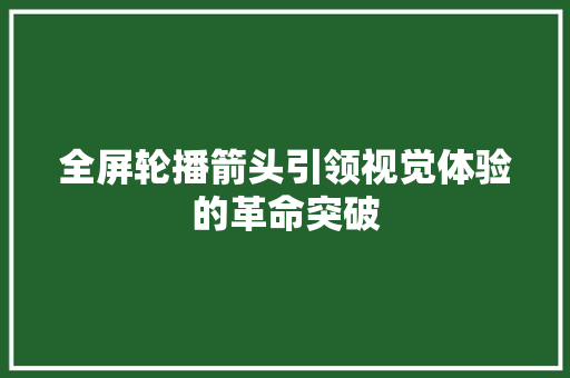 全屏轮播箭头引领视觉体验的革命突破