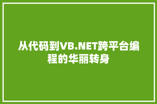 从代码到VB.NET跨平台编程的华丽转身