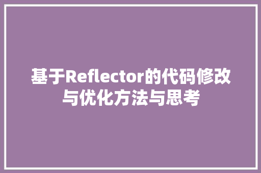 基于Reflector的代码修改与优化方法与思考