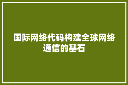 国际网络代码构建全球网络通信的基石