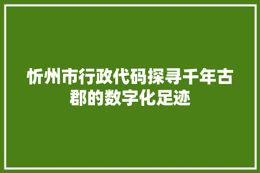 忻州市行政代码探寻千年古郡的数字化足迹
