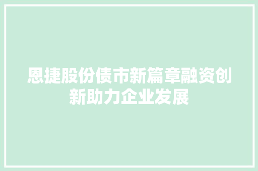恩捷股份债市新篇章融资创新助力企业发展