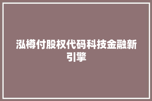 泓樽付股权代码科技金融新引擎