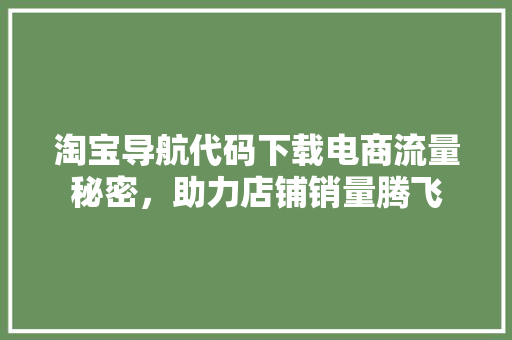 淘宝导航代码下载电商流量秘密，助力店铺销量腾飞
