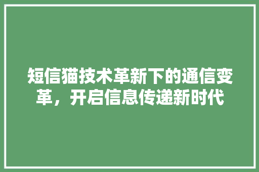 短信猫技术革新下的通信变革，开启信息传递新时代