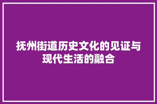 抚州街道历史文化的见证与现代生活的融合