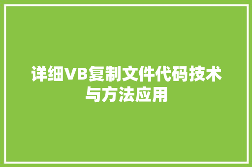 详细VB复制文件代码技术与方法应用
