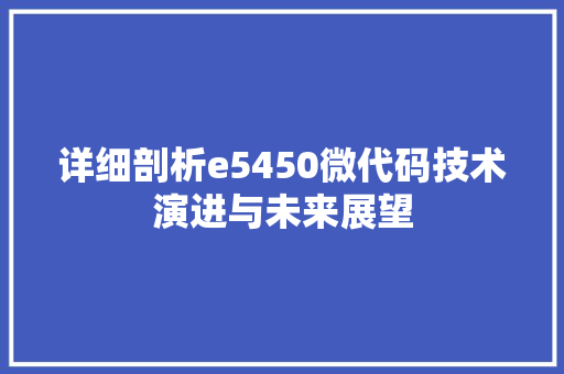详细剖析e5450微代码技术演进与未来展望