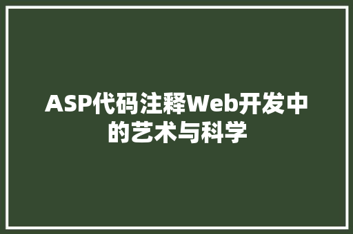 ASP代码注释Web开发中的艺术与科学