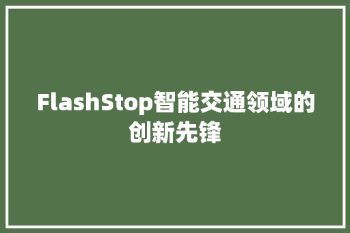 FlashStop智能交通领域的创新先锋
