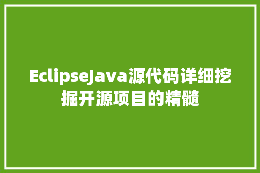 EclipseJava源代码详细挖掘开源项目的精髓