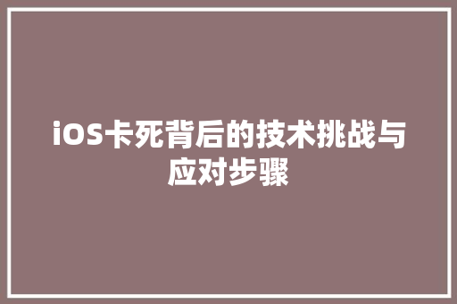 iOS卡死背后的技术挑战与应对步骤