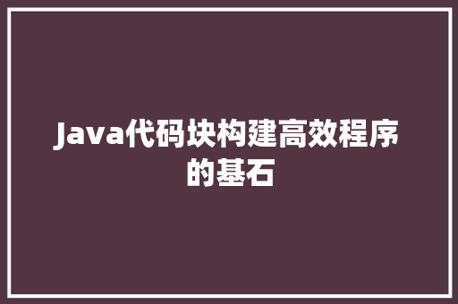 Java代码块构建高效程序的基石