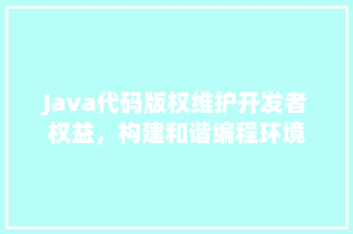 Java代码版权维护开发者权益，构建和谐编程环境