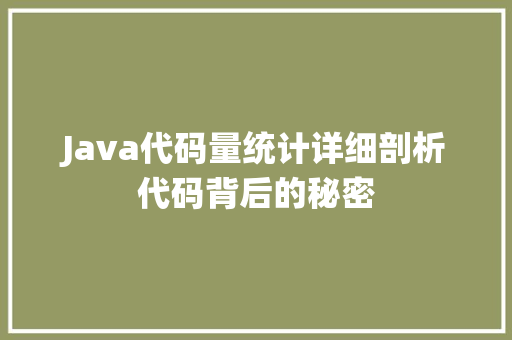 Java代码量统计详细剖析代码背后的秘密