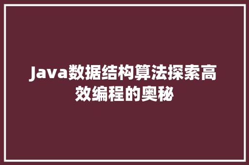 Java数据结构算法探索高效编程的奥秘