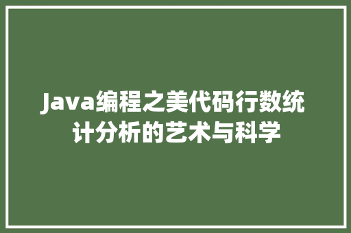 Java编程之美代码行数统计分析的艺术与科学