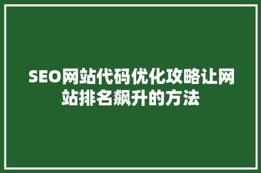 SEO网站代码优化攻略让网站排名飙升的方法