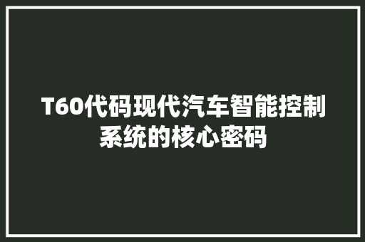 T60代码现代汽车智能控制系统的核心密码