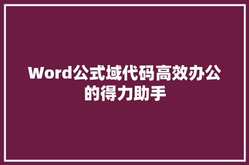 Word公式域代码高效办公的得力助手