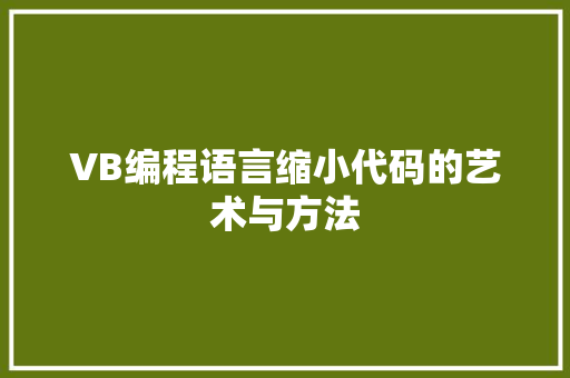 VB编程语言缩小代码的艺术与方法