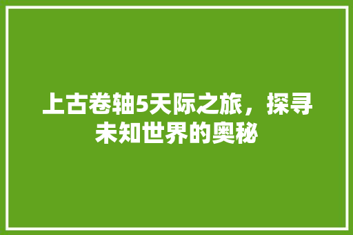 上古卷轴5天际之旅，探寻未知世界的奥秘