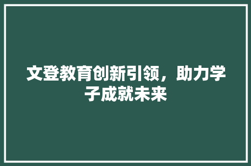 文登教育创新引领，助力学子成就未来