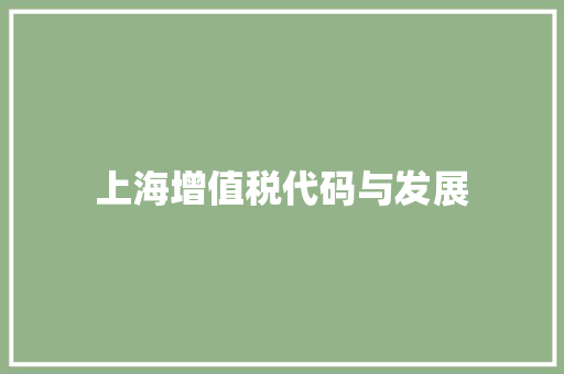 上海增值税代码与发展