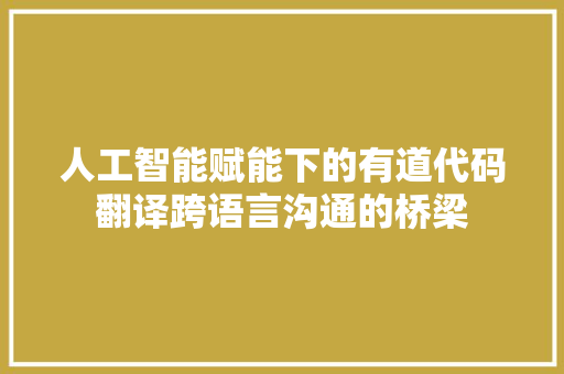 人工智能赋能下的有道代码翻译跨语言沟通的桥梁