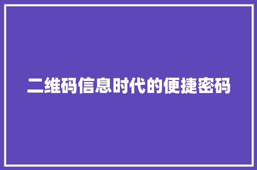 二维码信息时代的便捷密码