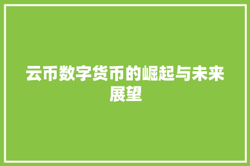 云币数字货币的崛起与未来展望