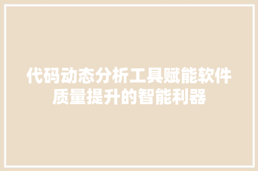 代码动态分析工具赋能软件质量提升的智能利器