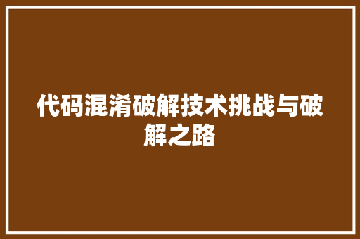 代码混淆破解技术挑战与破解之路