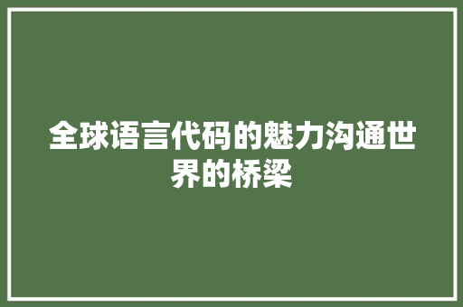 全球语言代码的魅力沟通世界的桥梁  第1张