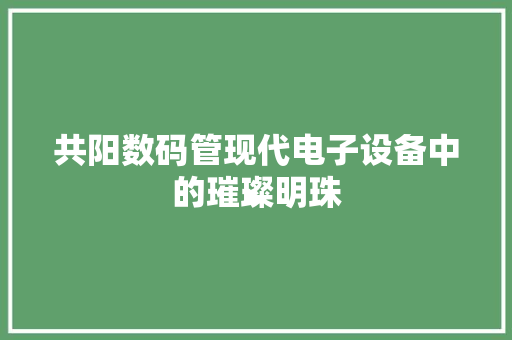 共阳数码管现代电子设备中的璀璨明珠  第1张
