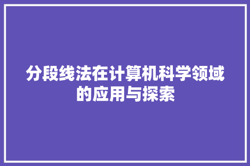 分段线法在计算机科学领域的应用与探索