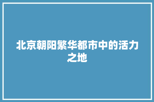北京朝阳繁华都市中的活力之地