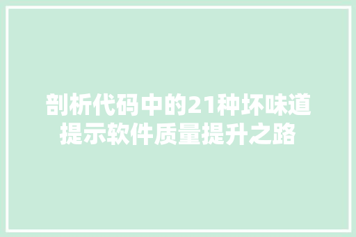 剖析代码中的21种坏味道提示软件质量提升之路