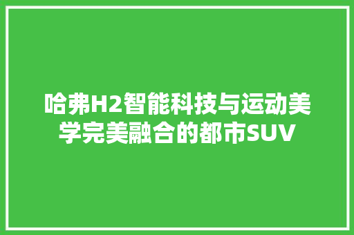 哈弗H2智能科技与运动美学完美融合的都市SUV