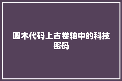 圆木代码上古卷轴中的科技密码
