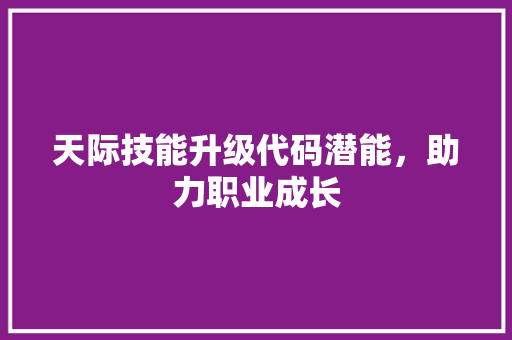 天际技能升级代码潜能，助力职业成长  第1张