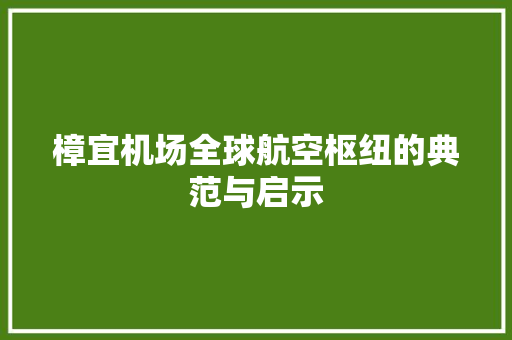 樟宜机场全球航空枢纽的典范与启示