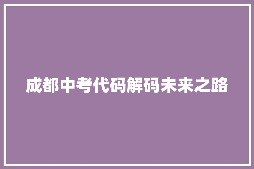 成都中考代码解码未来之路
