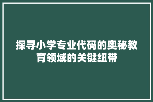 探寻小学专业代码的奥秘教育领域的关键纽带