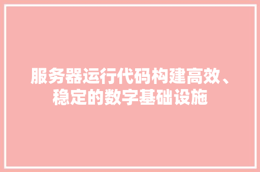 服务器运行代码构建高效、稳定的数字基础设施