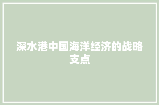 深水港中国海洋经济的战略支点