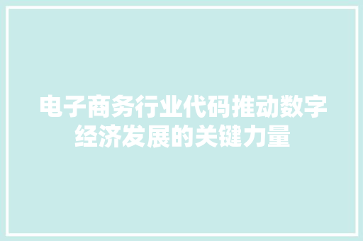 电子商务行业代码推动数字经济发展的关键力量