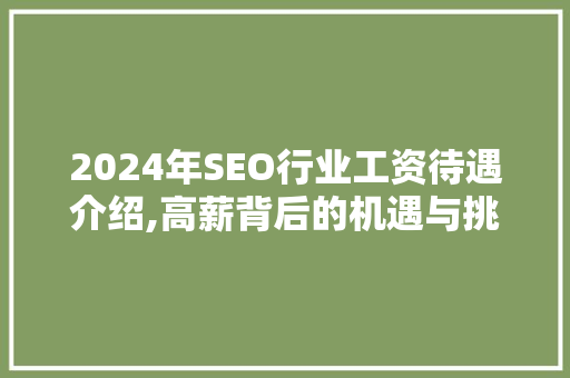 2024年SEO行业工资待遇介绍,高薪背后的机遇与挑战